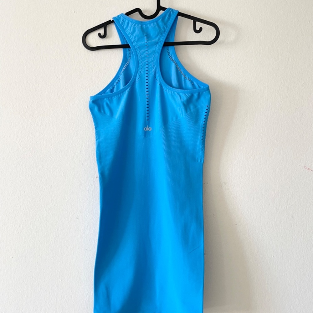 ALO Yoga Sky Blue Racerback Bodycon Dress - Picture 4 of 15